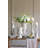 8.5x8.5x28.5" Ornate Magnesium Candle Holder with Distressed White Finish and Gold Details