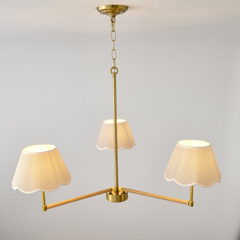 Élégant lustre en corde 3 lumières avec abat-jour réglables en tissu pour les espaces modernes
