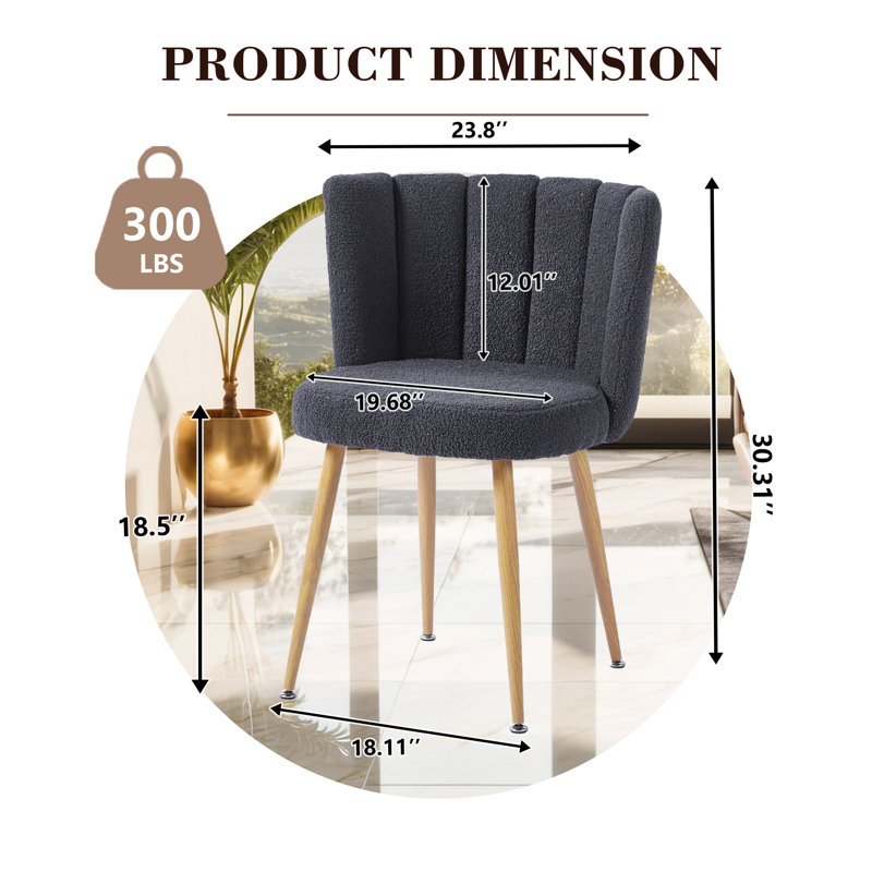 Modern Lotus Backrest Fabric Upholstered Dining Chair (Set of 2), Black