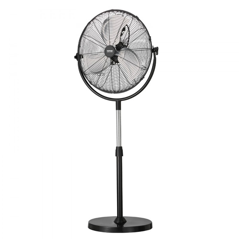 Industrial Pedestal Fan 3-Speed Fan Height Adjustable, 57.87" H x 22.05" W x 16.73" D