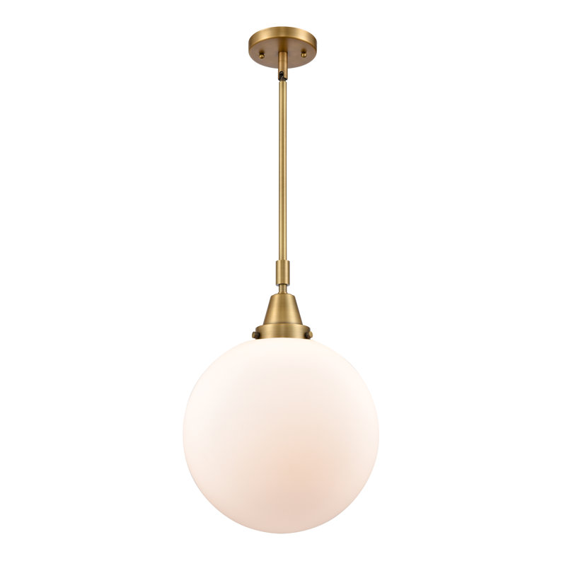 Lorri Seeded Glass Single Pendant, 49.12" H x 12" W x 12" D, Matte White, Brushed Brass