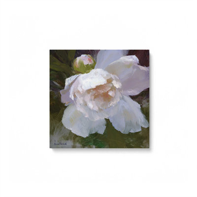 «Graceful White Peony Bloom I», reproduction sur toile 12 po x 12 po
