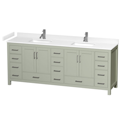 Sheffield 84" Freestanding Double Bathroom Vanity with Cultured Marble Top