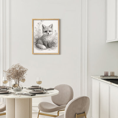 Realistic Fox Portrait Framed Wall Art Prints - Soft detailed fox illustration, for nursery or bedroom