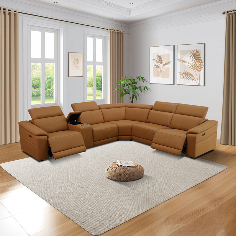 Modern 6-Piece Electric Power Recliner Modular Sofa Set With Console And USB Charging