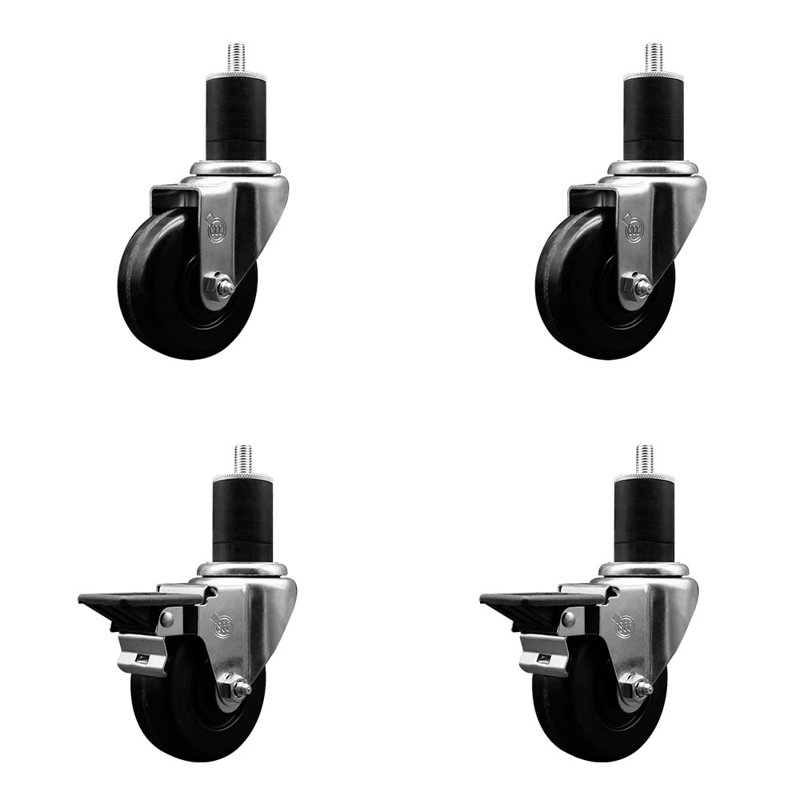 Ensemble de roulettes phénoliques pivotantes à roulettes extensibles 2 freins SCC PLB 3,5 po x 1-3 / 4 po