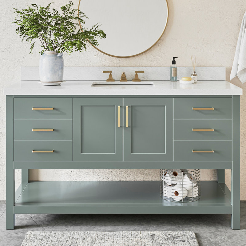 Ensemble de meuble-lavabo simple 61 po Moille, Vert rétro