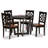Ford 5-Piece Contemporary Style Espresso & Brown Finish Dining Set, 29.59" H X 35.23" W X 35.23" D-1690660109-1690660099-1690660096