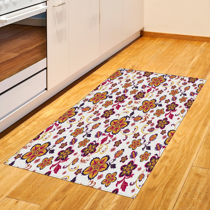 Floral High Density Long Fiber Poly Threads Decorative Area Rug Carpet, Rectangle 2'7" x 5'