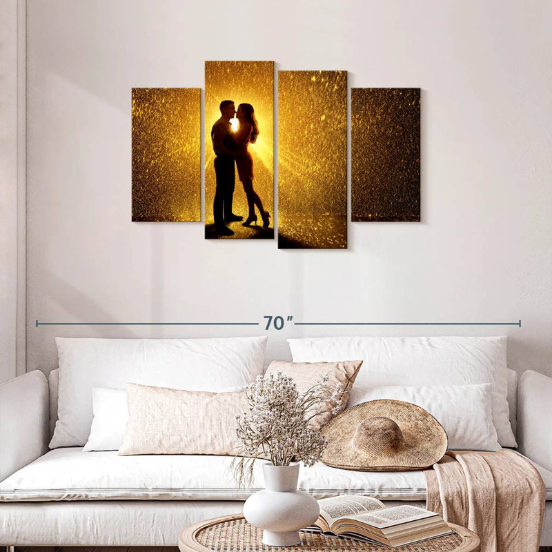 Couple de Hardie sous la pluie, H 27 po x l 43 po
