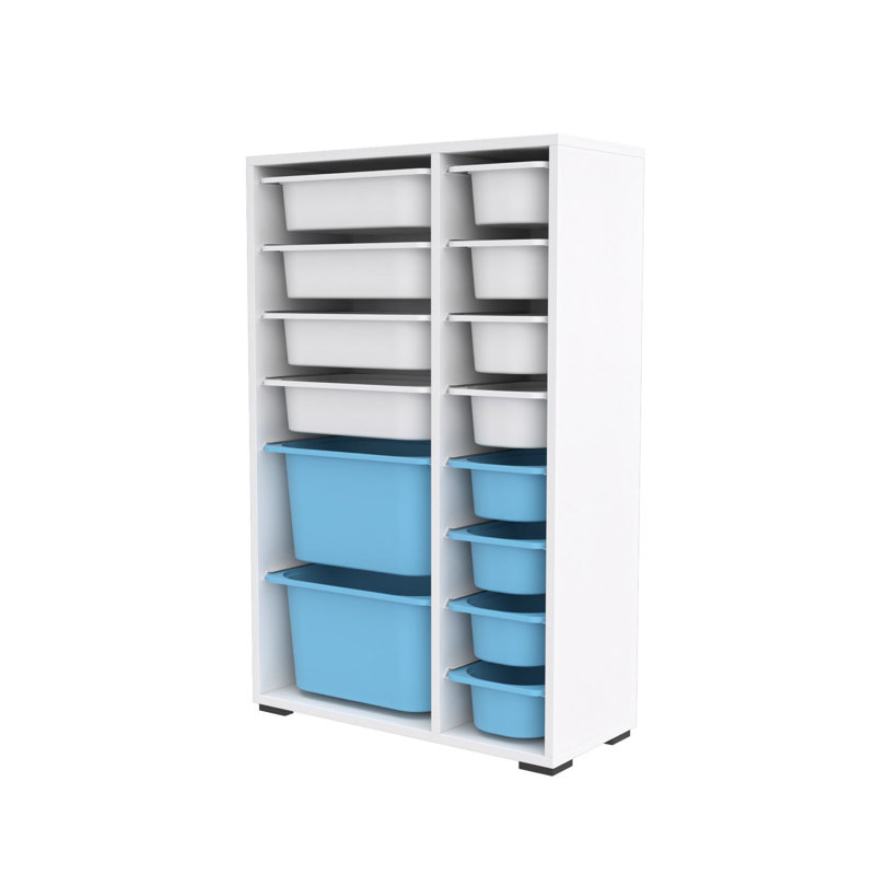 Multi Purpose Cabinet, White/White/Blue, 42.9" H x 27.4" W x 11.8" D