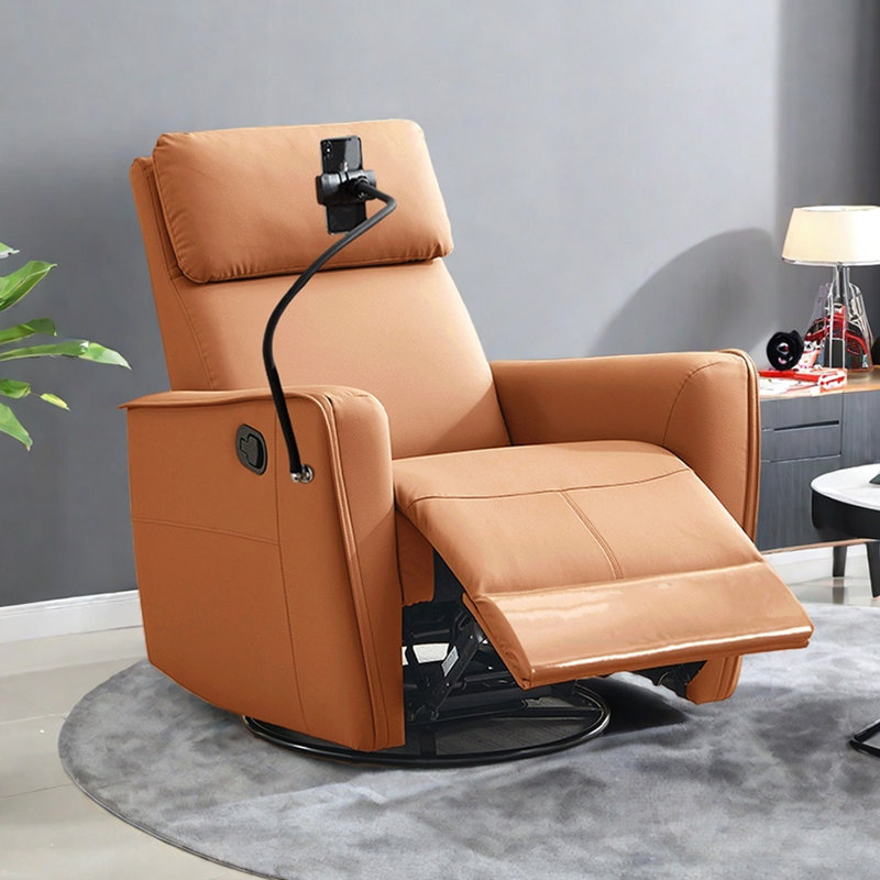 Fauteuil inclinable multifonctionnel de salon, Cuir orange assorti