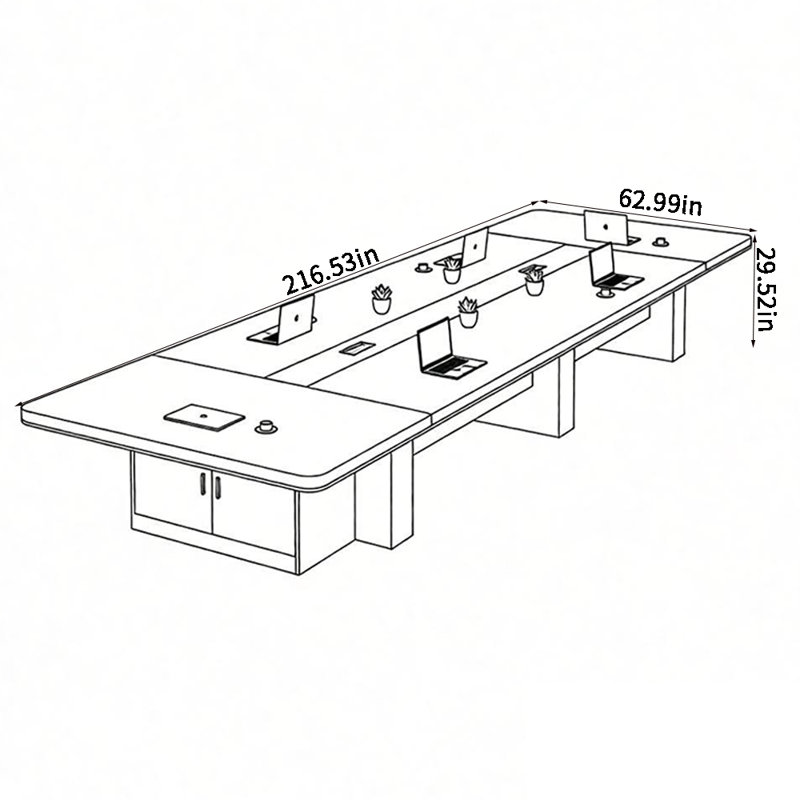 Table de conférence simple et tendance, H 29,52 po x L 216,53 po x l 62,99 po