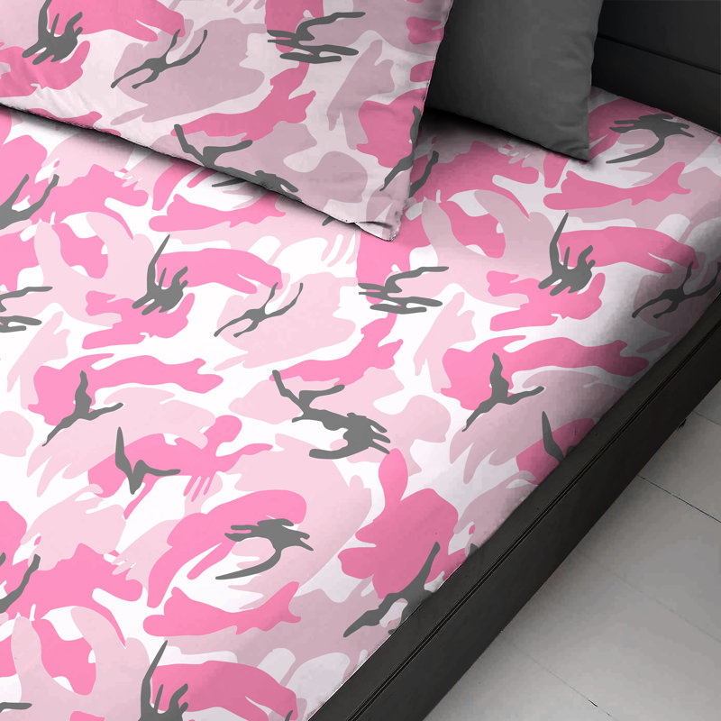 Brith Polycotton Printed Fitted Sheet, Pink, Single