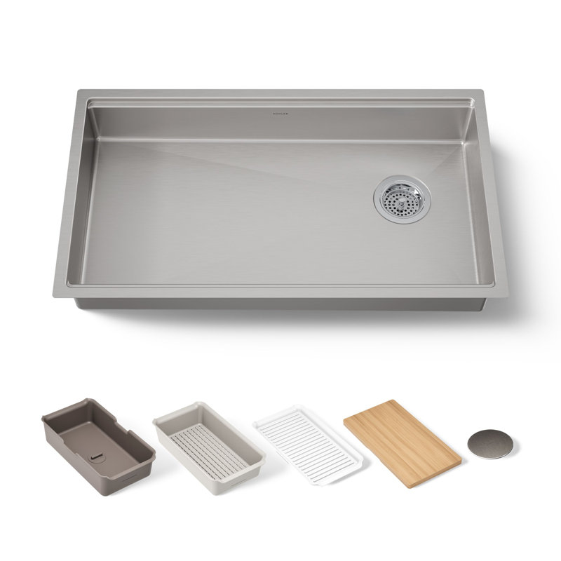 Strive® 32 po Évier de cuisine encastré à simple cuve avec station de travail