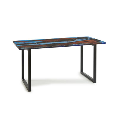 Abi-Rose Rosewood Rectangular Wood Top Dining Table with Steel Base