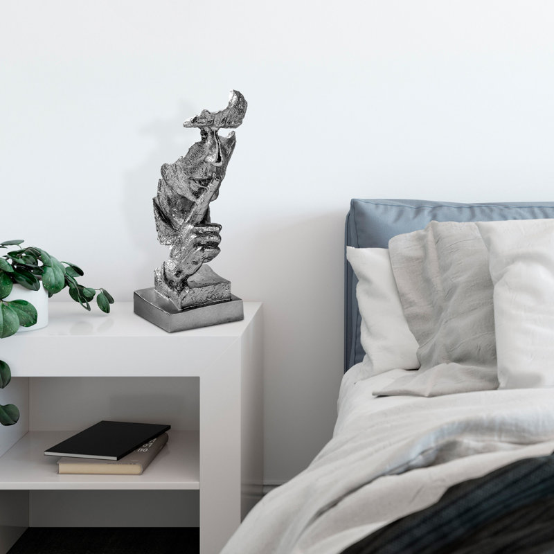 Hand-Painted Decorative Object, Silver, 5.9 x 12.6 x 5.9 inches | 100% Polyester | Unique Color Variations for Artistic Touch | Perfect for Home Décor, Living Room, or Office Accent Piece