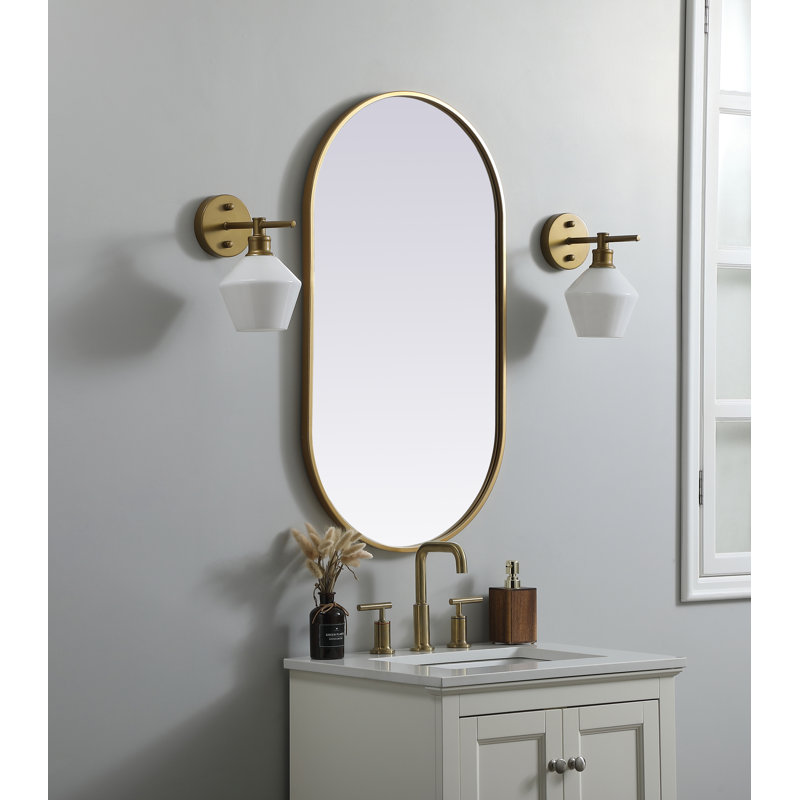 Sabine Metal Pill Wall Mirror, Brass, 36" x 20"