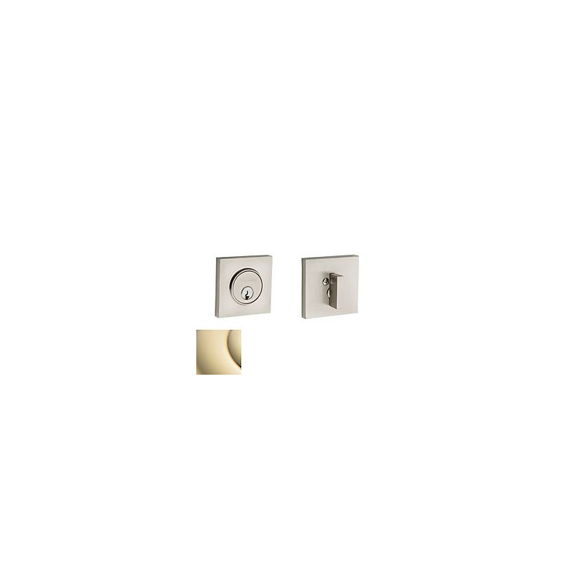 Contemporary Square Single Cylinder Deadbolt, Yes, Lifetime (PVD) Polished Brass
