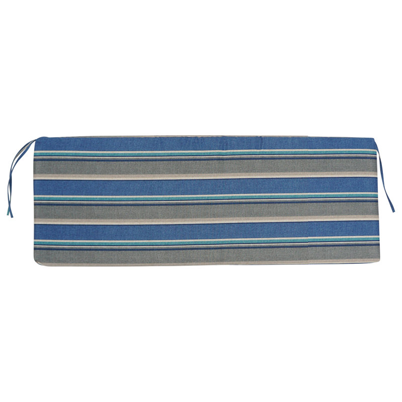 Outdoor Bench Cushion, 54" W x 19" D, Blue/Grey/Sovaro Denim Floral