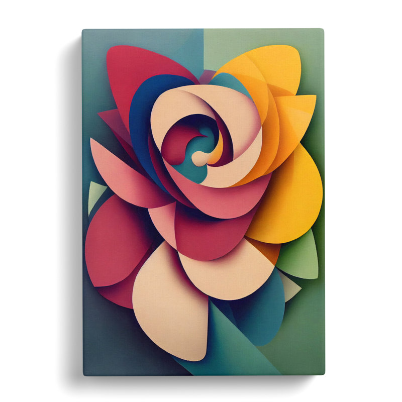 Koussa Floral Flowers Cubism - Wrapped Canvas, 50cm H x 35cm W x 3cm D