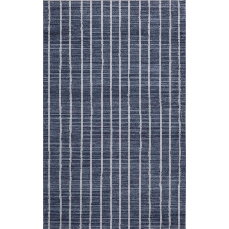 Tapis antidérapant à rayures délavé Orton, Navy/Cream, Rectangle 8' x 10'
