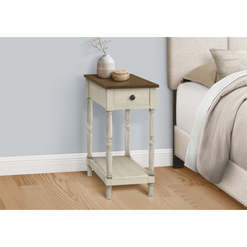 Table d'appoint, table de bout à 2 niveaux, table de bout, table de chevet, chambre à coucher, étroite, lampe, tiroir de rangement