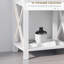 Table d'appoint, table de bout de ferme avec tiroir de rangement, tablette ouverte et cadre en X, table de chevet pour le salon, blanc