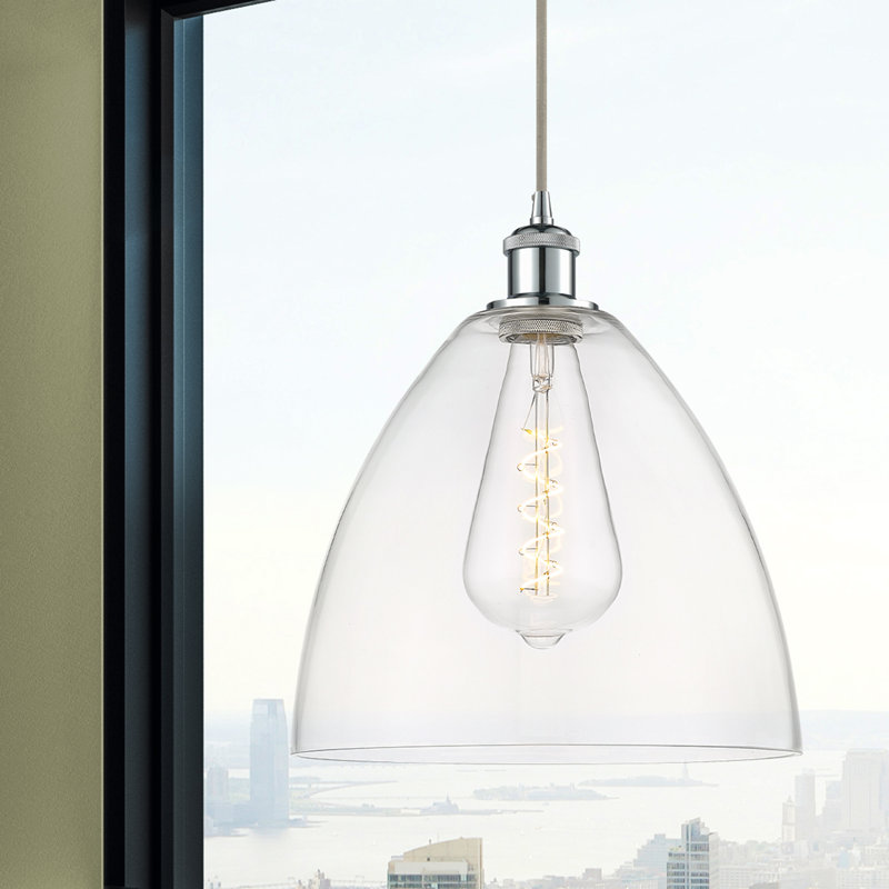 Haruka 1 - Light Single Pendant, 14.75" H x 12" W x 12" D, Clear, Polished Chrome