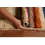 Tapis beige / vert en laine noué à la main de conception unique 6 pi 11 po x 9 pi 9 po New Age