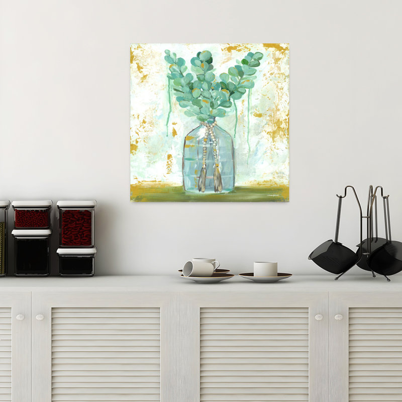 Arrangement eucalyptus abstrait, H 18 po x l 18 po