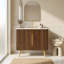 Meuble-lavabo minimaliste double avec lavabo et portes à fermeture amortie-133678051