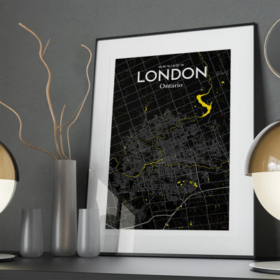 London Ontario City Map In Times - No Frame Print