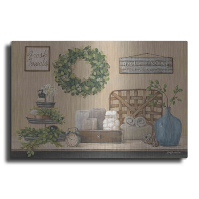 August Grove® 'Farmhouse Bath I' by Pam Britton, Metal Wall Art,