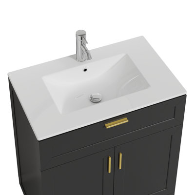 Ensemble de meuble-lavabo avec lavabo en céramique, meuble-lavabo et meuble-lavabo 30 po Frausto