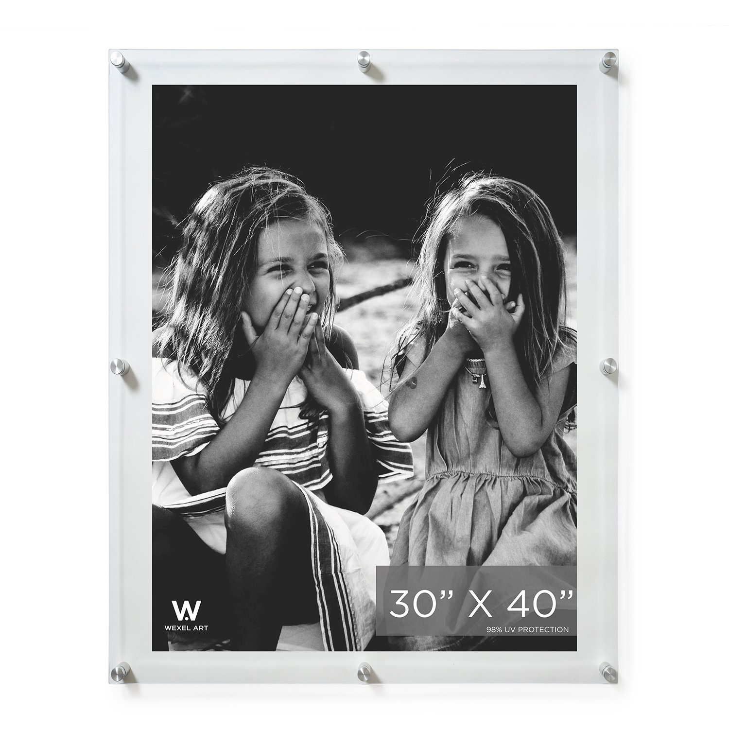 Double Panel Acrylic Picture Frame, 34" H x 44" W, Silver