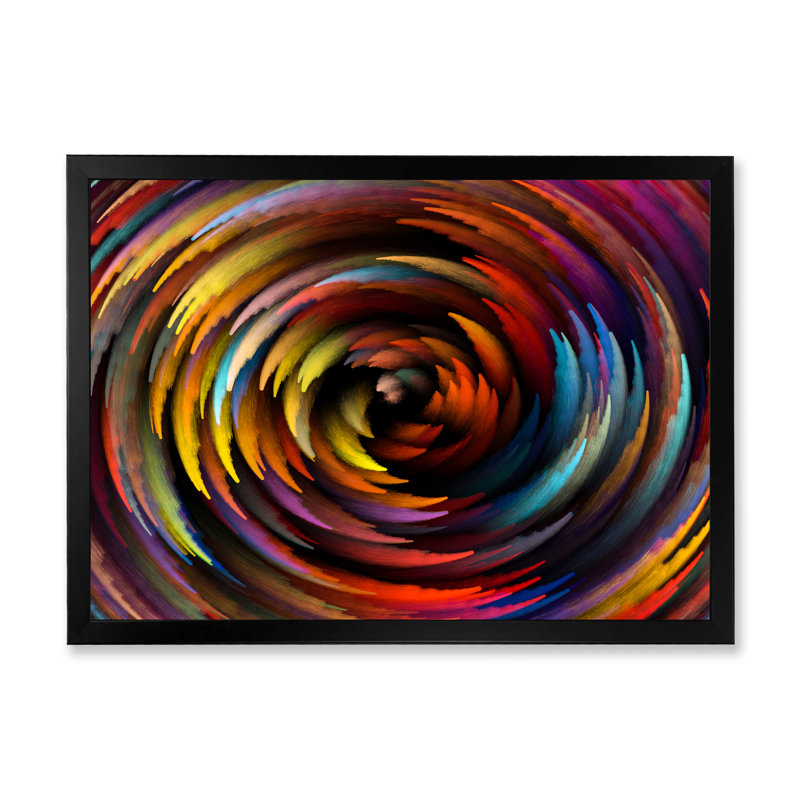 «Yellow Fluid Art Organic Vortex», reproduction sur toile flottante, H 16 po x l 32 po x P 1 po, Cadre noir
