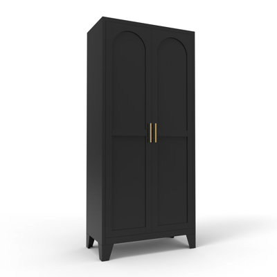 61'' Black Metal Cabinet With Adjustable Shelves And 2 Doors, Suitable For Bedroom, Living Room, Hallway - , Easy To Clean, Space Saving Storage Shapely Shelves, Black, Kitchen, Office Versatile,