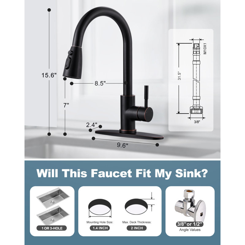 Oil Rubbed Bronze Touchless Pull-Down Kitchen Faucet with Spray