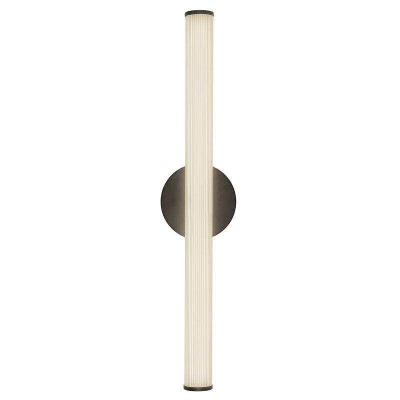 Luminaire mural / pour meuble-lavabo à DEL à intensité variable noir 24 po Vire avec diffuseur opale nervuré, Noir mat