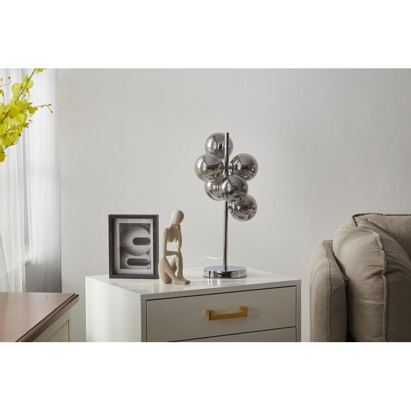 Wantaugh Metal Table Lamp, Polished Chrome, Smoke Grey