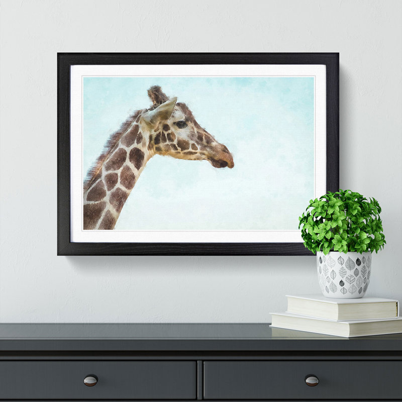 Giraffe Profile - Picture Frame Graphic Art Print, Black Framed, 62cm H x 87cm W x 2cm D