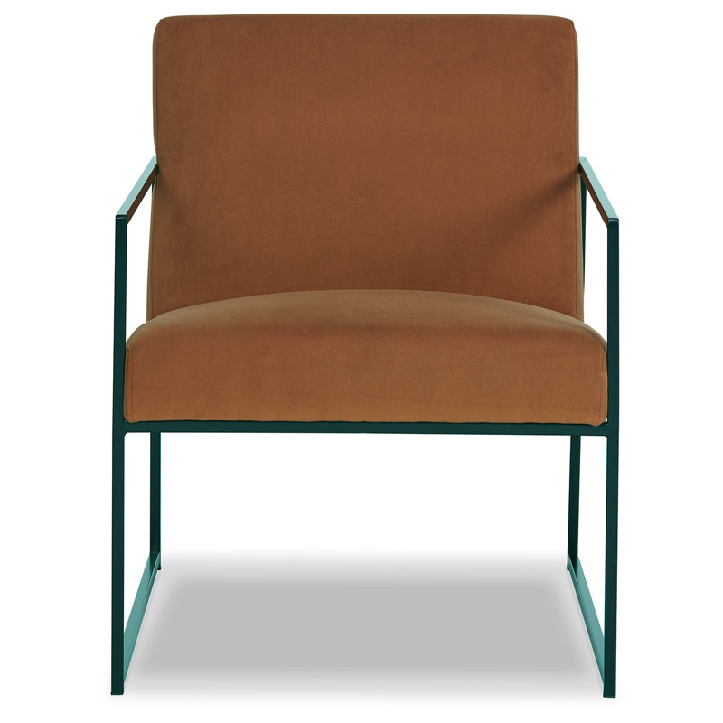 Spice-Hued Velvet Contemporary Accent Chair with Metal Frame