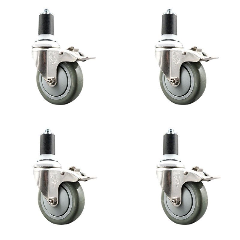 Jeu de roulettes extensibles en poly, gris, H 4 po x l 4 po