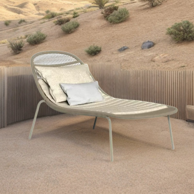 Outdoor Aluminum Frame Fabric Woven Lounger Outdoor Chaise Lounge , Cushion Included