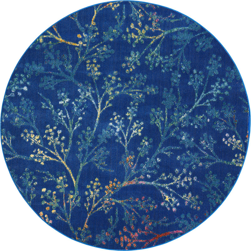 Floral Indoor Rug, Round 7'