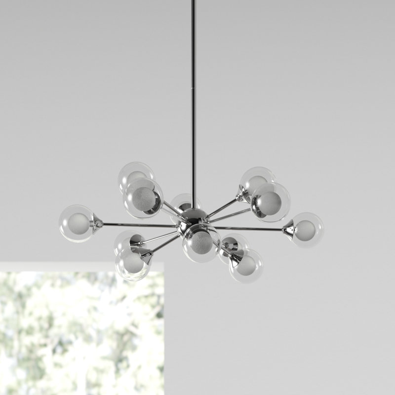 Optimist Dimmable Sputnik Sphere Chandelier, Polished Chrome, 12, 11" H x 29" W x 29" D