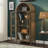    67" Arched Curio Cabinet with LED Lighting and Tempered Glass Doors - Matte Brown-1906381473
