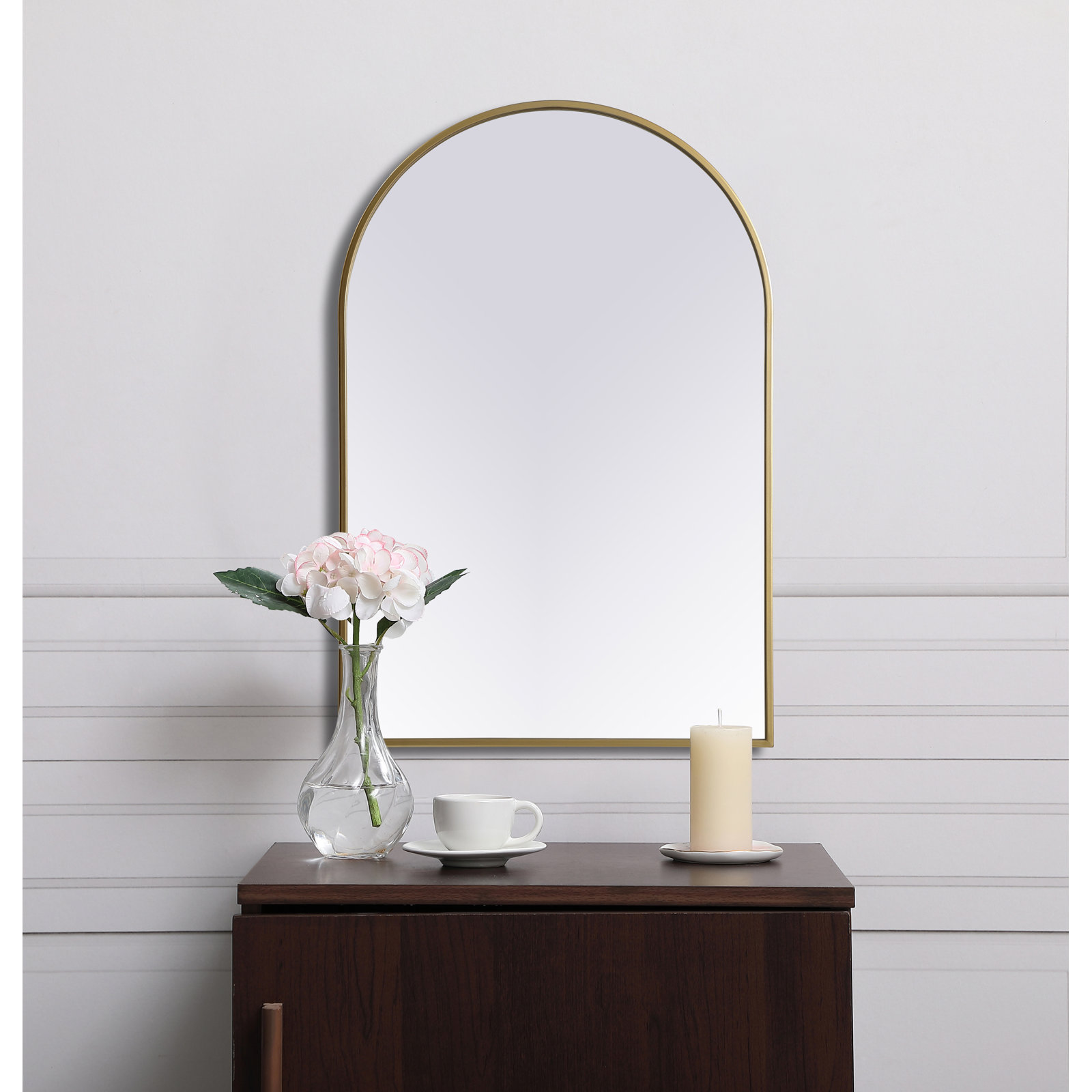 Sabine Metal Arch Wall Mirror, Brass, 36" x 24"