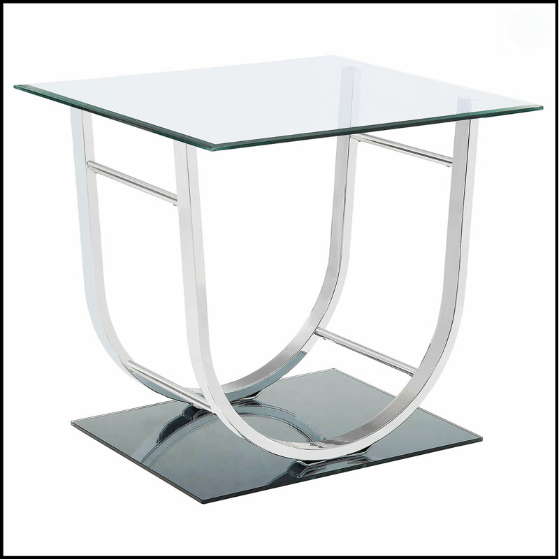 La table de bout latérale carrée en U en verre Amelia Chrome est parfaite pour les intérieurs modernes et l'efficacité de l'espace.